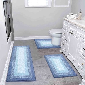 BAGOKIE Ultra Soft 3-Piece Microfiber Bathroom Rug Set - 1 of 4