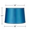 Springcrest Sydnee Satin Turquoise Medium Drum Lamp Shade 14" Top x 16" Bottom x 11" Slant x 11" High (Spider) Replacement with Harp and Finial - image 4 of 4