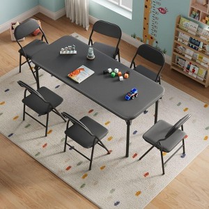 7 Piece Boys Girls Folding Table and Chairs Set, Activity Table and Chairs Set - 1 of 4