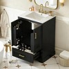 24" Bathroom Vanity with Sink, Solid Wood Frame, MDF Cabinet, 1 Drawer, 2 Soft-Close Doors with Storage Racks, Freestanding Design - 3 of 4