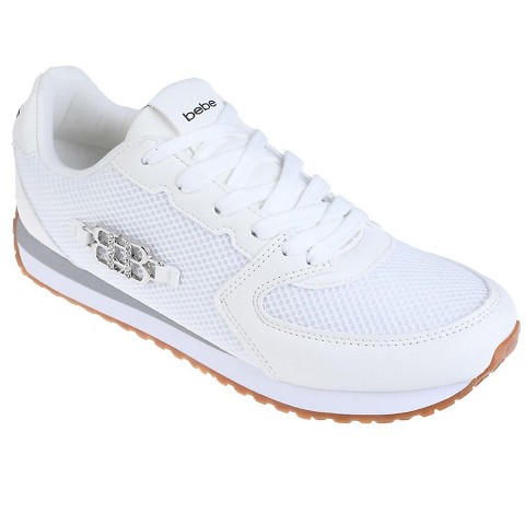 Женские кроссовки Bebe Women's Fashion Sneakers - Casual Athletic Shoes with Multi-Material Upper and Dual Laces, White, 7