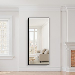 PexFix 28 in. W x 71 in. H Rectangular Metal Framed Full Length Wall Mirror Free Standing Mirror in Black - 1 of 2