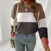 Women's Long Sleeve Colorblock Knit Round Neck Sweater-Cupshe - 3 of 4