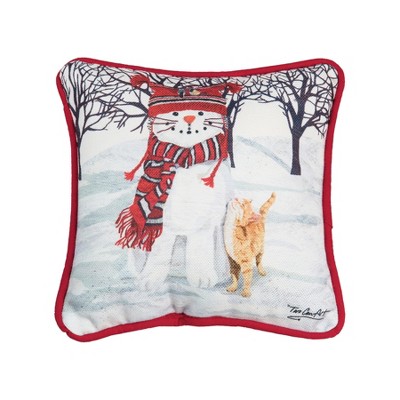 C&F Home 8" x 8" Snow Cat Petite Christmas Holiday Petite Printed Throw Pillow