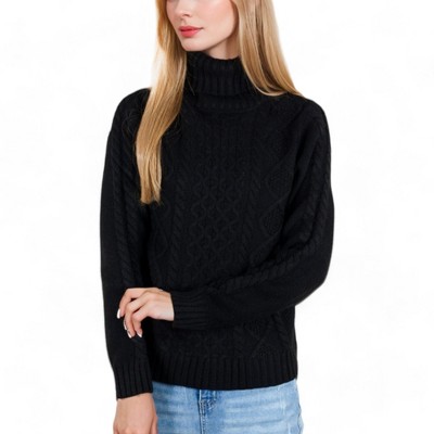 Anna-Kaci Women's Long Sleeve Cable Knit Turtleneck Sweater Soft Warm Cozy Pullover Classic Design