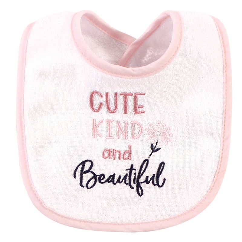 Hudson Baby Infant Girl Cotton and Polyester Bibs 10pk, Cute, Kind And Beautiful, One Size, 5 of 13