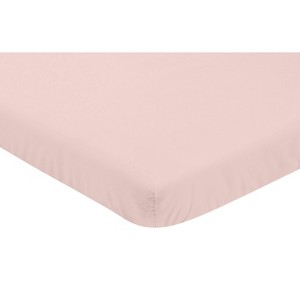 Sweet Jojo Designs Girl Baby Fitted Mini Crib Sheet Watercolor Floral Collection Solid Blush Pink - 1 of 3