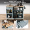 Vynxaria Kitchen Island with Foldable Counter Top, Kitchen Storage Cart with Slide Shelf, Towel Rack, Rolling Kitchen Cart  for Living Room ,Grey Blue - 3 of 4