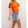 Women's Pleated Cap Sleeve Ruffle Sweater - Strut & Bolt - 3 of 4