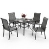 Pamapic 5-Piece Metal Outdoor Patio Dining Set with 4 Text Ilene Chairs and Square Table - 2 of 4
