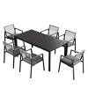 Modern Outdoor 7 Pieces Dining Set,Back Upholstered Dining Room Chair Set of 6 and Patio Table,Poolside Balcony Table and Chair-Cuddlewood - 2 of 4