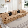 135" Teddy Fabric 4-Seat Straight Sectional Sofas Fluffy Oversized Couch with 32D High-Density Sponge, Curved Armrests & Contrast Color Design - 2 of 4