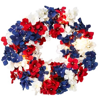 The Lakeside Collection Lighted Flower Wreaths - Patriotic