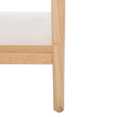 Natural Rubberwood 1-Drawer Nightstand with Graduated Legs