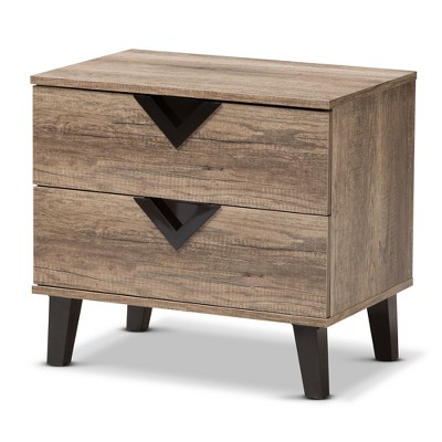 Swanson Modern and Contemporary Wood 2 - Drawer Nightstand - Light Brown - Baxton Studio