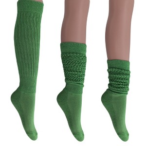 Women's Slouch Socks – Soft Cotton Scrunch Socks, Retro Knee-High Boot Socks for Casual Wear & Comfort (6 Pairs) - 1 of 1