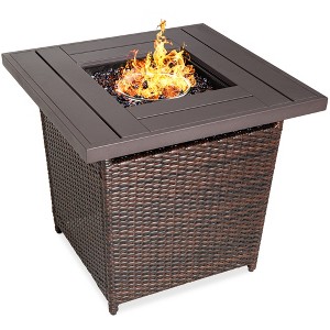Best Choice Products 28in Propane Gas Fire Pit Table 50,000 BTU Outdoor Wicker w/ Glass Beads, Tank Holder - 1 of 4