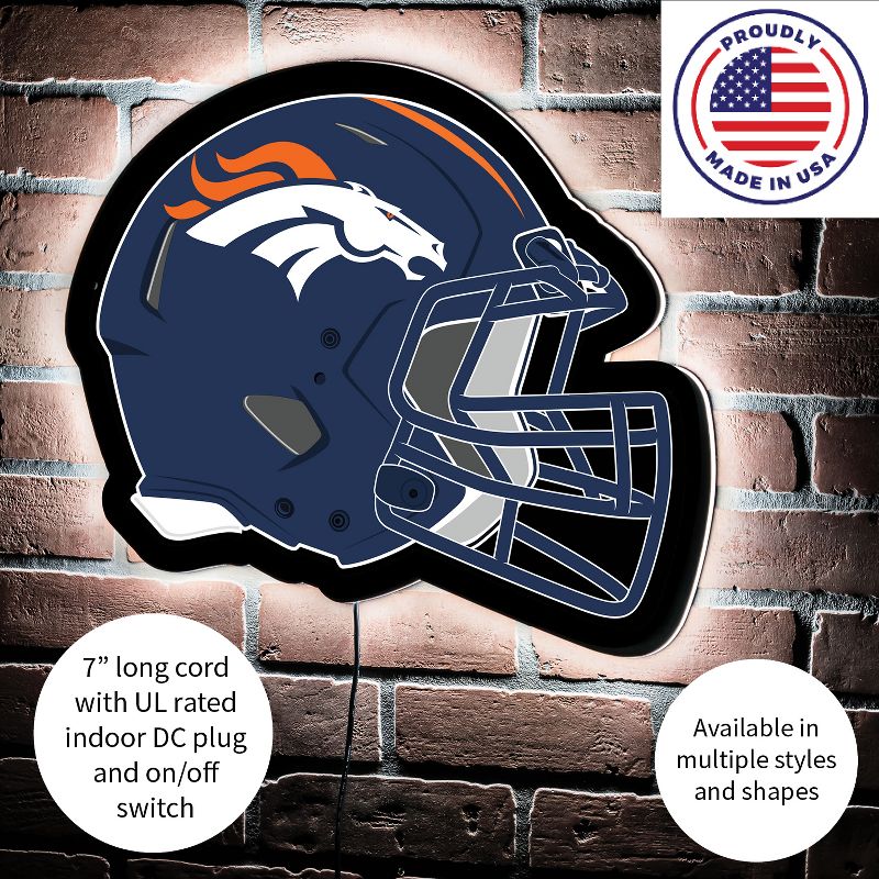 Evergreen Ultra-Thin Edgelight LED Wall Decor, Helmet, Denver Broncos- 19.5 x 15 Inches Made In USA, 5 of 6