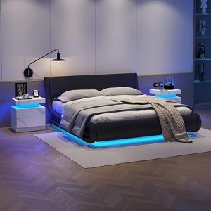 TIRAMISUBEST LED Nightstand with 2 Drawers, Modern Buffet Cabinet for Stylish Bedrooms - 1 of 4