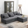 FONTOI L-shaped Sofa with Pleated Skirt, Convertible Sleeper Couch with Pillows for Living Room Apartment, Gray, 87"*33"*61" - 3 of 4