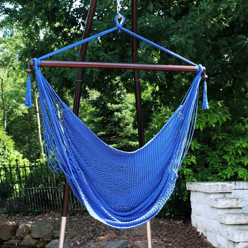 Sunnydaze Caribbean Style Extra Large Hanging Rope Hammock Chair Swing for Backyard and Patio, 3 of 10