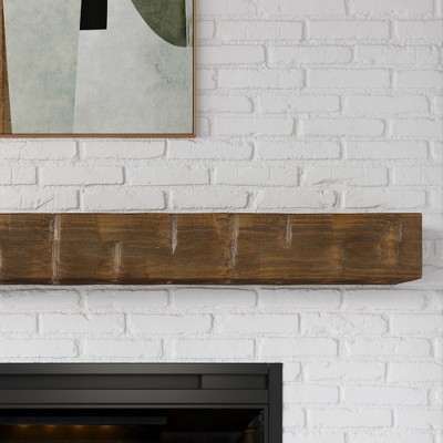 Bodie 48" Mocha Distressed Wood Fireplace Mantel Shelf