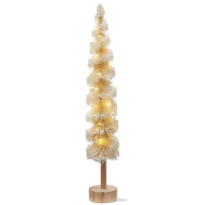 tagltd Snowtipped Spiral Ivory Sisal Christmas Tree Decorations for Tabletop or Mantel, 22 inch