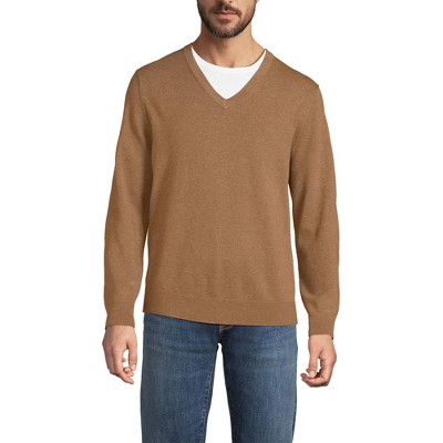 Lands' End Men's Fine Gauge Cotton V Neck Sweater