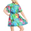 LA LEELA Women's Summer Mini Beach Tropical Dress Swimsuit V Neck Tops Cover Ups for Swimwear Women X-Large-XX-Large Blue, Floral - 3 of 4