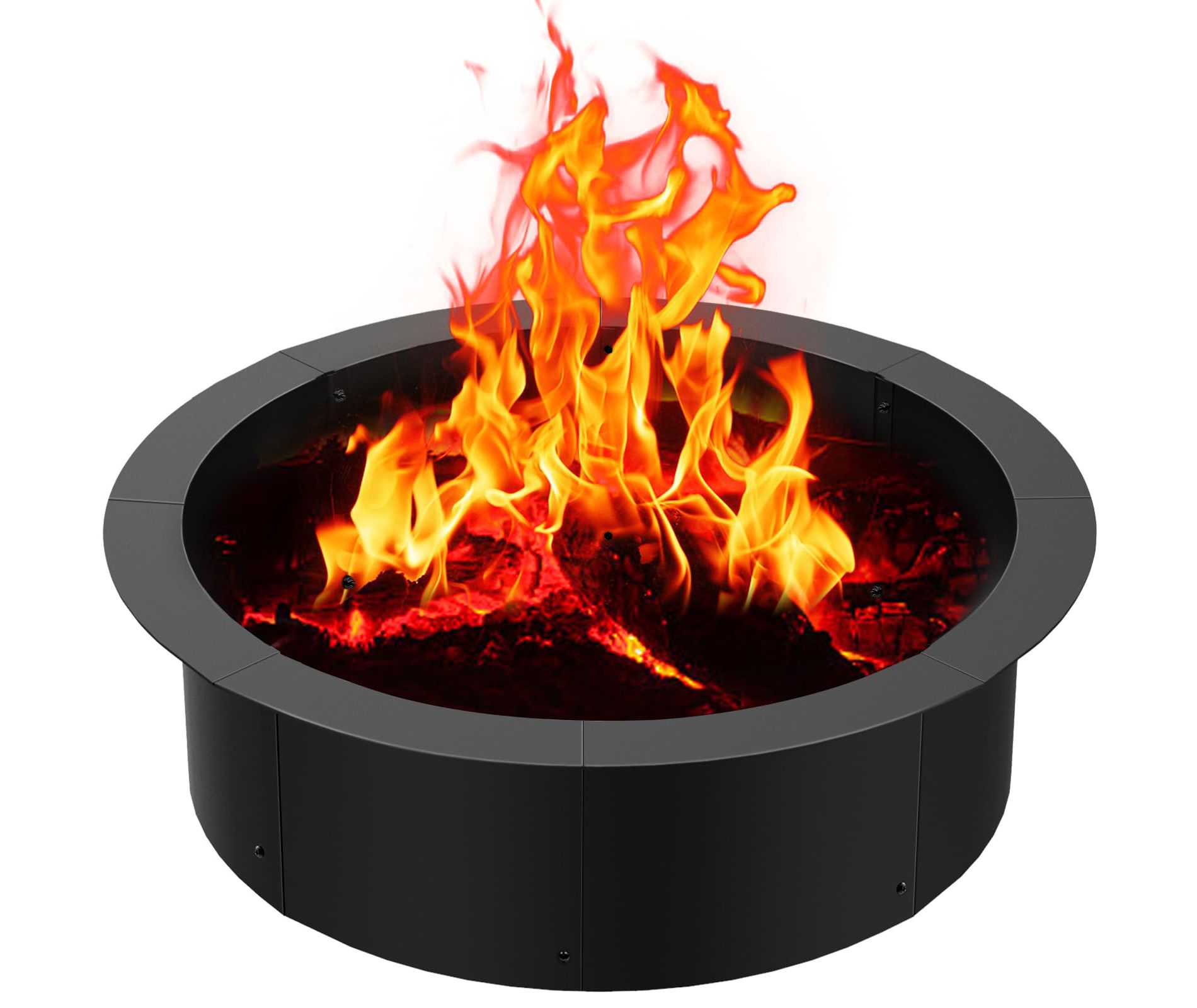 36 Inch Inner / 40 Inch Outer Fire Pit Ring, Heavy Duty Steel Metal Fire Ring Liner for Outdoor DIY Fire Pits