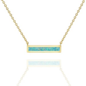 Clotth Stainless Steel Opal Pendant Necklace for Women | Geometric Opal Cubic Zirconia Delicate Choker |Opal Necklace with Appeal - 1 of 4