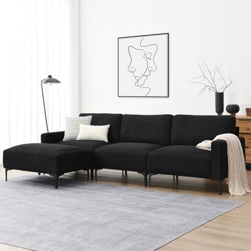 NicBex Sectional Sofa with Convertible Ottoman Velvet L Shaped Modular Sofa for Living Room & Apartment - image 1 of 4