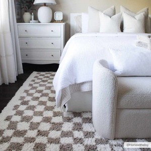 Hauteloom Kieu Taupe Checkered Shag Rug - 1 of 4