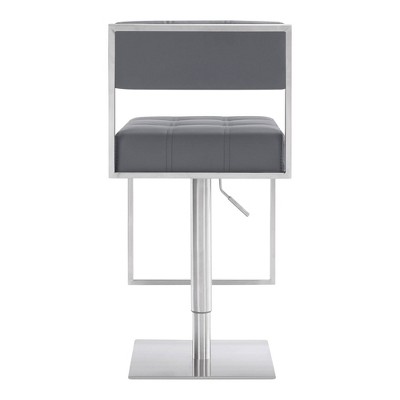 Michele Contemporary Gray Faux Leather Adjustable Swivel Stool