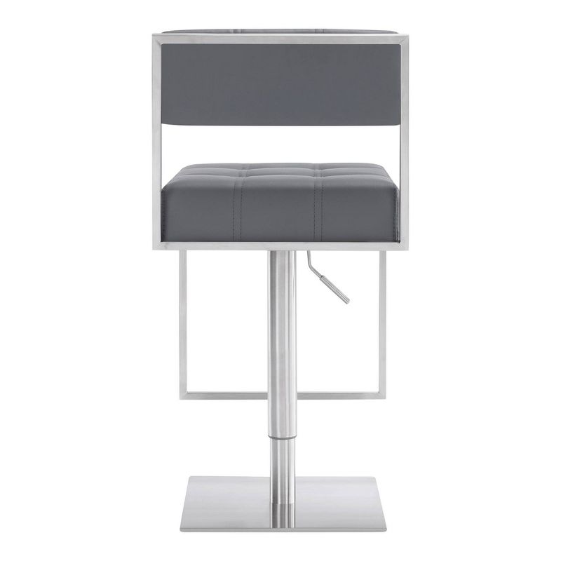 Michele Adjustable Faux Leather Stainless Steel Barstool - Armen Living, 4 of 9