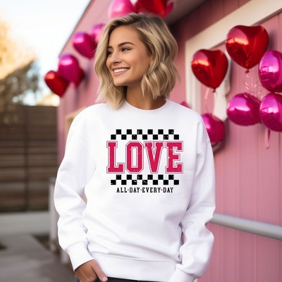 Simply Sage Market Women's Graphic Sweatshirt Love All Day Everyday Checkered