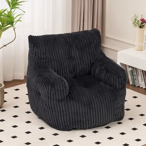 37"W Soft Fluffy Corduroy Fabric Bean Bag Chair Filled with Memory Foam, Lazy Sofa Armchair - ModernLuxe - 1 of 4