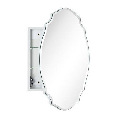 TEHOME 19 in. W x 24 in. H Novelty/Specialty Irregular Arched Frameless Beveled Surface Mounted Medicine Cabinet with Mirror