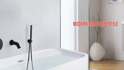 Matte Black Wall Mount Bathtub Faucet with Hand Shower