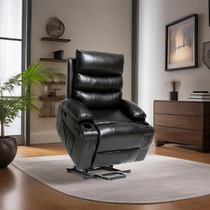 Large Electric Power Lift Recliner Chair for Elderly, 21¡± Seat Width, PU Leather Sofa with Vibration Massage, Lumbar Heat, Cup Holders & Side Pocket - 1 of 4