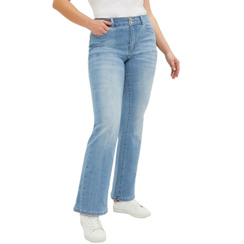 Ellos Women's Plus Size Back Elastic Bootcut Jeans - 38, Blue : Target