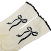 Alilang Women's 2-Pack Bow Pattern Crew Socks with Scalloped Trim and Contrast Details - White - 2 of 4