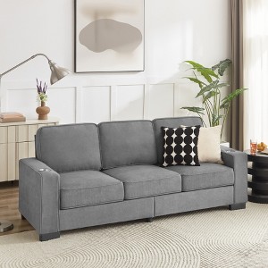 LOVMOR Modular Sectional Sofa, Modern 3-Seater Couch with Extra Deep Seat and Wide Arms, Comfy Upholstered Furniture for Living Room, Bedroom, Office - 1 of 4