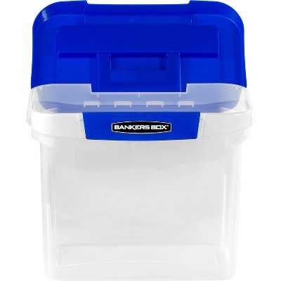 Heavy Duty Clear and Blue Plastic Portable File Storage Box