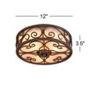 John Timberland Natural Mica Rustic Ceiling Light Flush Mount Fixture 12" Wide Dark Walnut Scroll 3-Light Drum Shade for Bedroom Kitchen Living Room - image 4 of 4