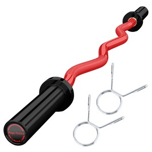 47" EZ Curl Barbell Bar, Curl Bar for Weight Lifting, 500LBS Weight Capacity Training Bar with 2 Spring Collars, Chrome Curling Bar - 1 of 4