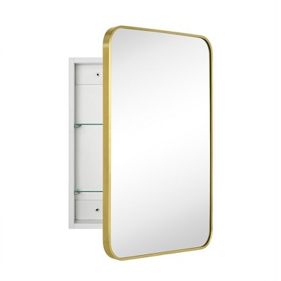 TEHOME Garnes Rectangular Recessed or Surface Mount Metal Medicine Cabinet with Mirror