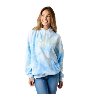 Golden Girls Stay Golden Photo Art Women's Blue Tie-Dye Long Sleeve Fleece Hooded Sweatshirt - 1 of 4