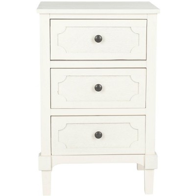 Rosaleen White Transitional 3-Drawer Pine Wood Side Chest