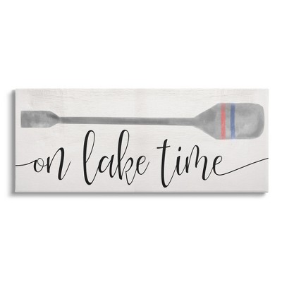 Stupell Industries On Lake Time Boat Oar Phrase Gallery Wrapped Canvas Wall Art